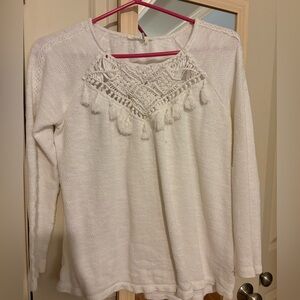 White Crochet Detail Women's Top